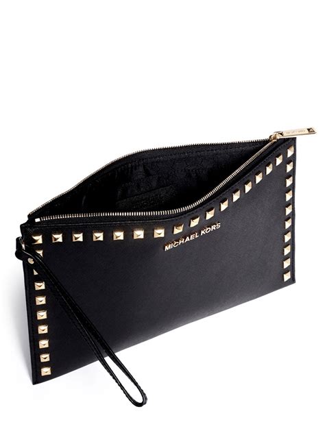 michael kors black studded clutch bag|Michael Kors clutches on sale.